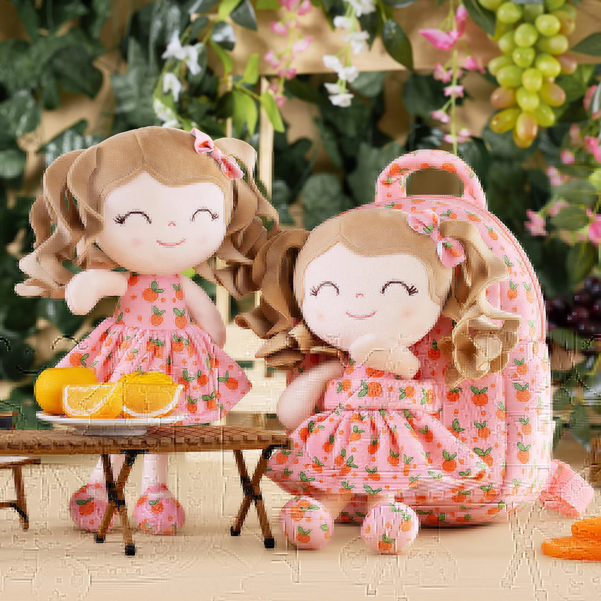 Gloveleya 9-inch Personalized Plush Curly Fruit Dolls Backpack Series