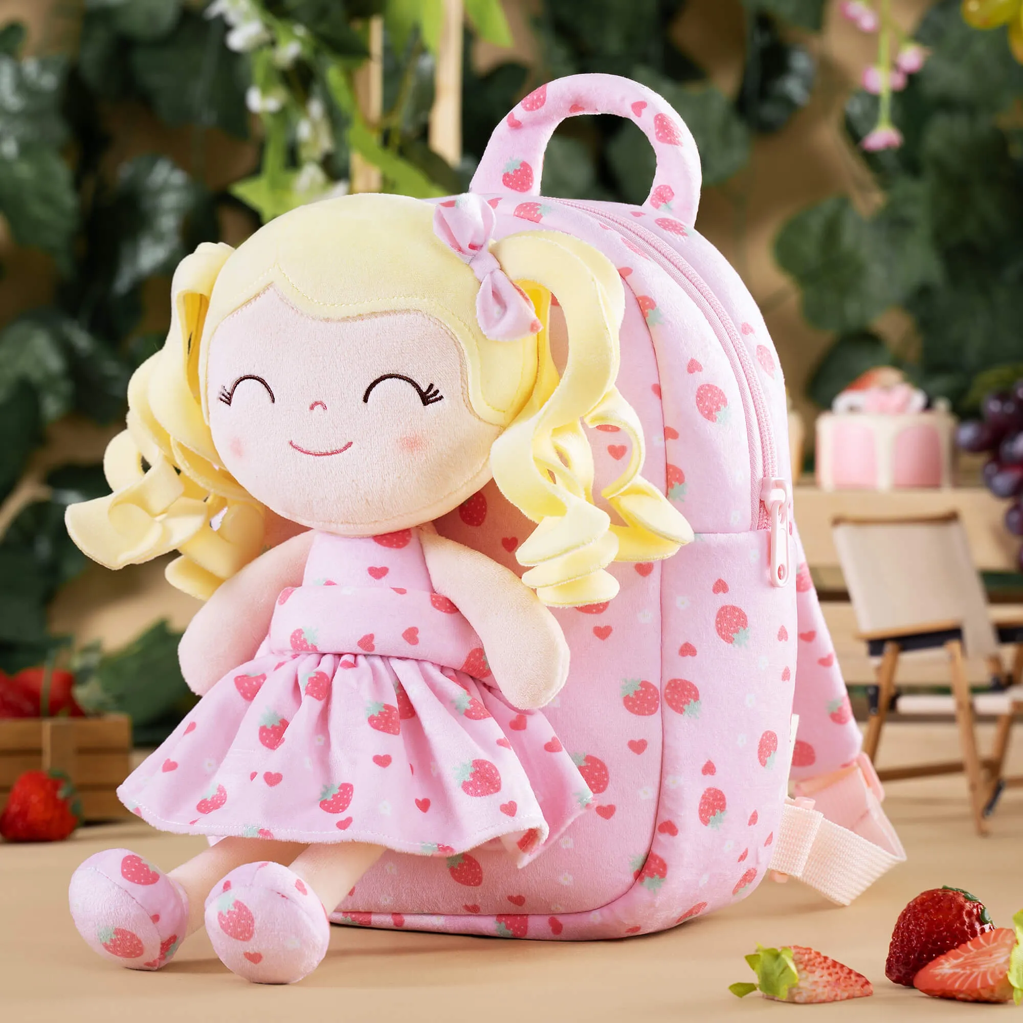 Gloveleya 9-inch Personalized Plush Curly Fruit Dolls Backpack Series