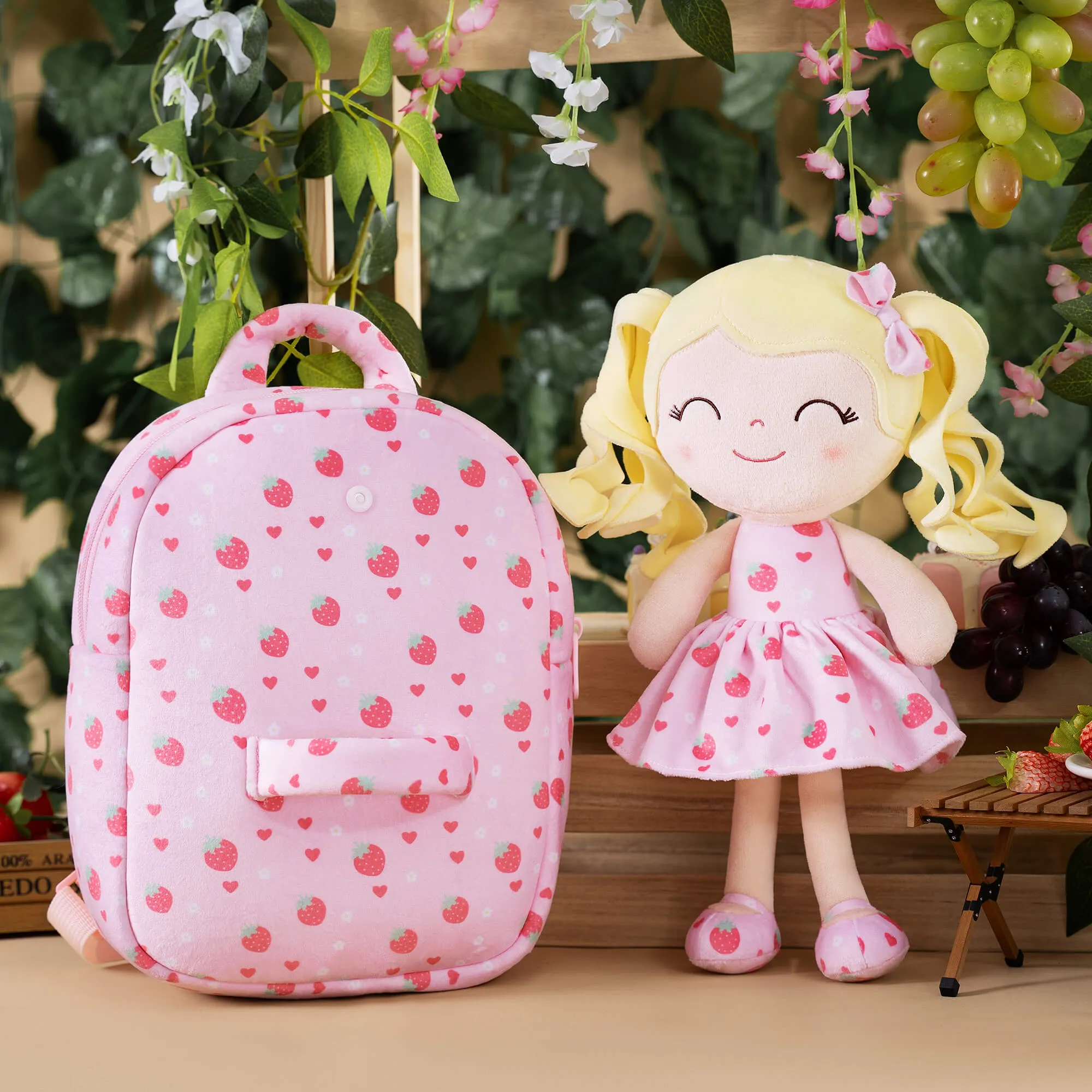 Gloveleya 9-inch Personalized Plush Curly Fruit Dolls Backpack Series