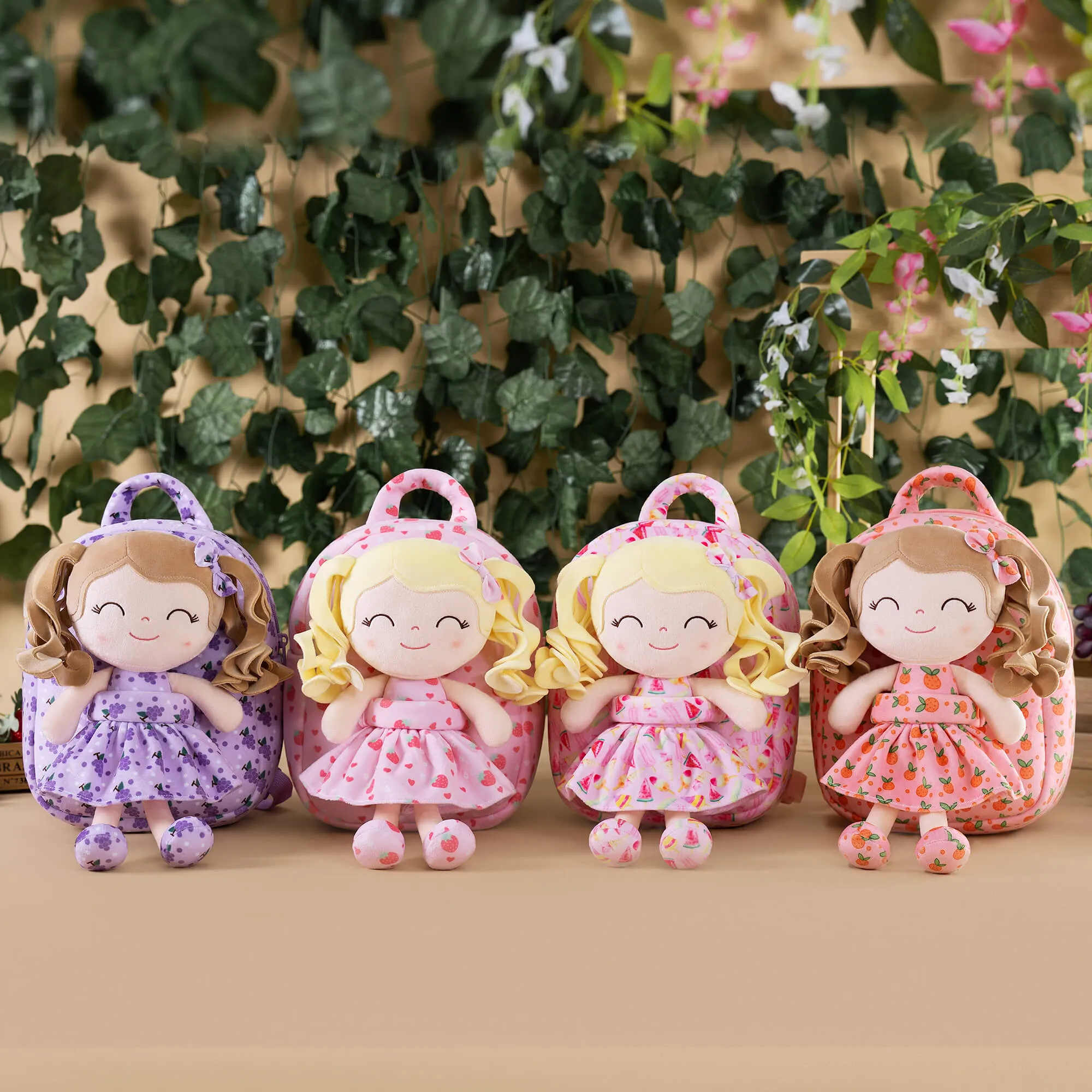 Gloveleya 9-inch Personalized Plush Curly Fruit Dolls Backpack Series