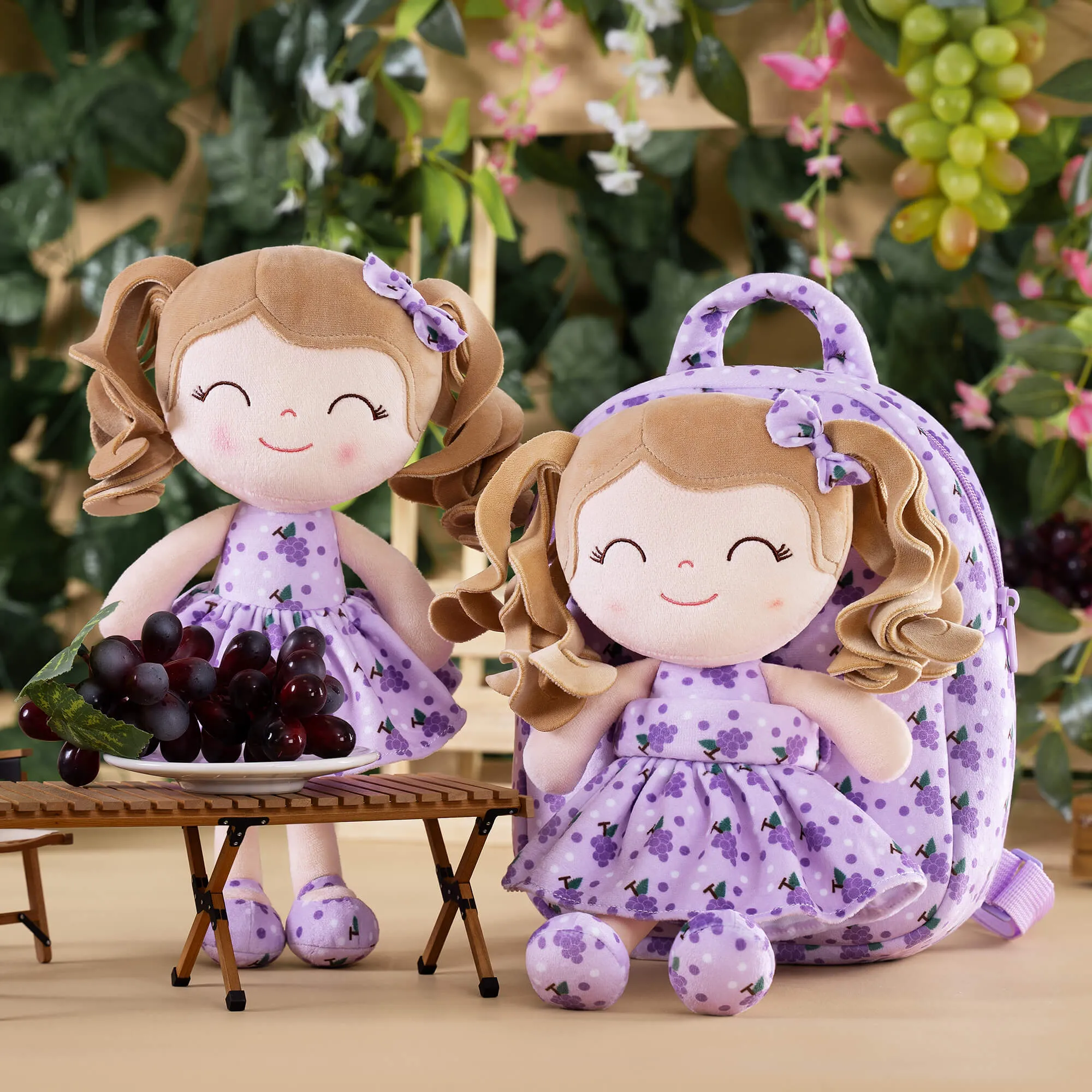 Gloveleya 9-inch Personalized Plush Curly Fruit Dolls Backpack Series