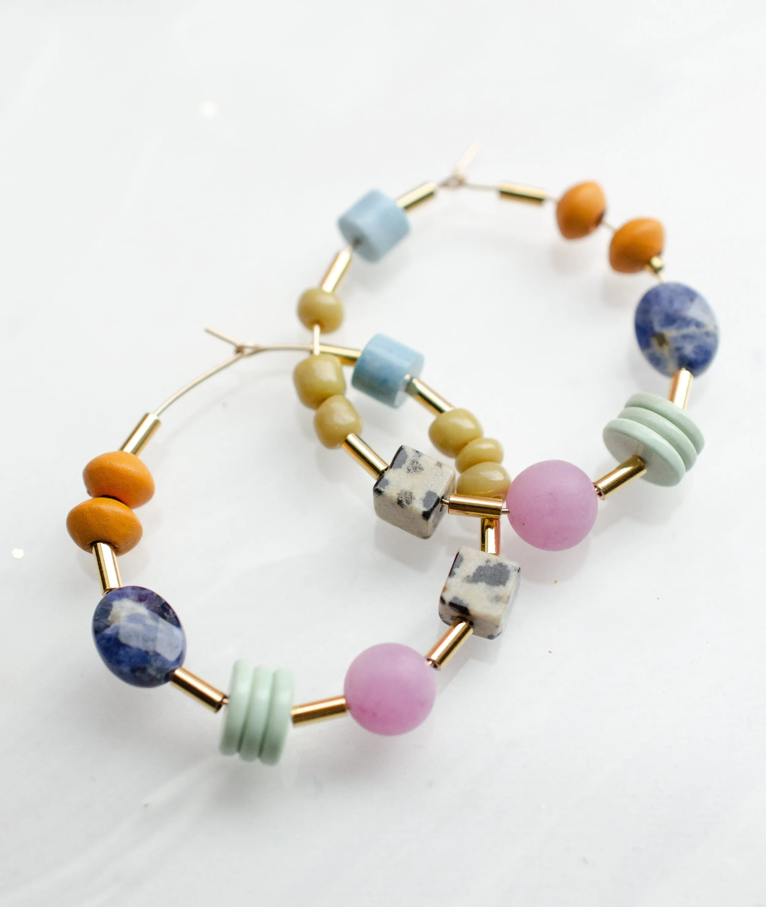 Gold Filled Hoop Earrings, Light weight earrings, Beaded hoop earring, Colorful Earrings, gift for her, unique hoop earrings, Beaded Hoops,