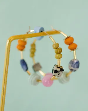 Gold Filled Hoop Earrings, Light weight earrings, Beaded hoop earring, Colorful Earrings, gift for her, unique hoop earrings, Beaded Hoops,