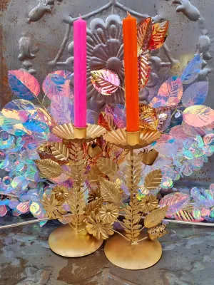 Golden floral candle stick