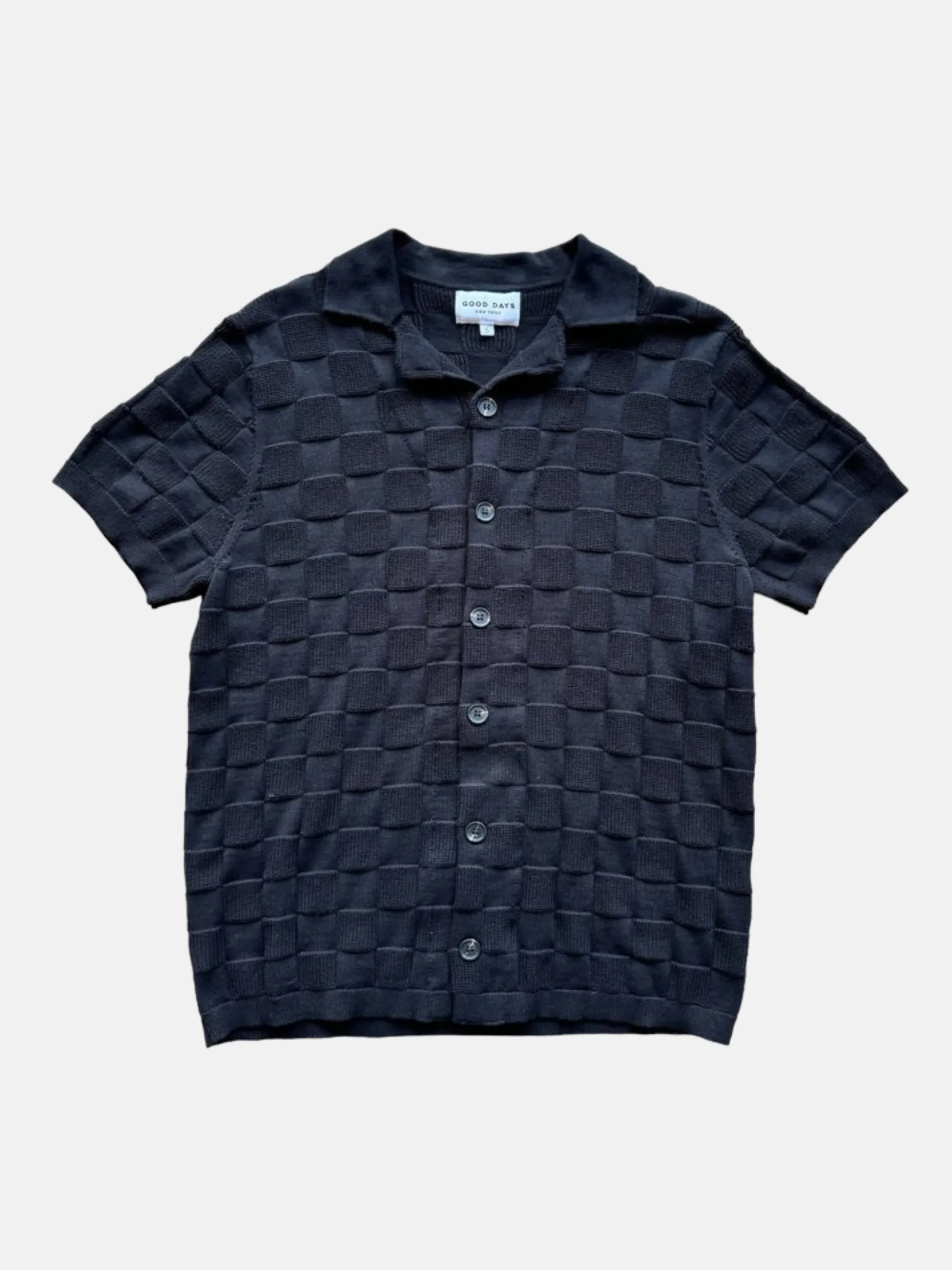 Good Days Woven Checkered Camp Shirt - Black