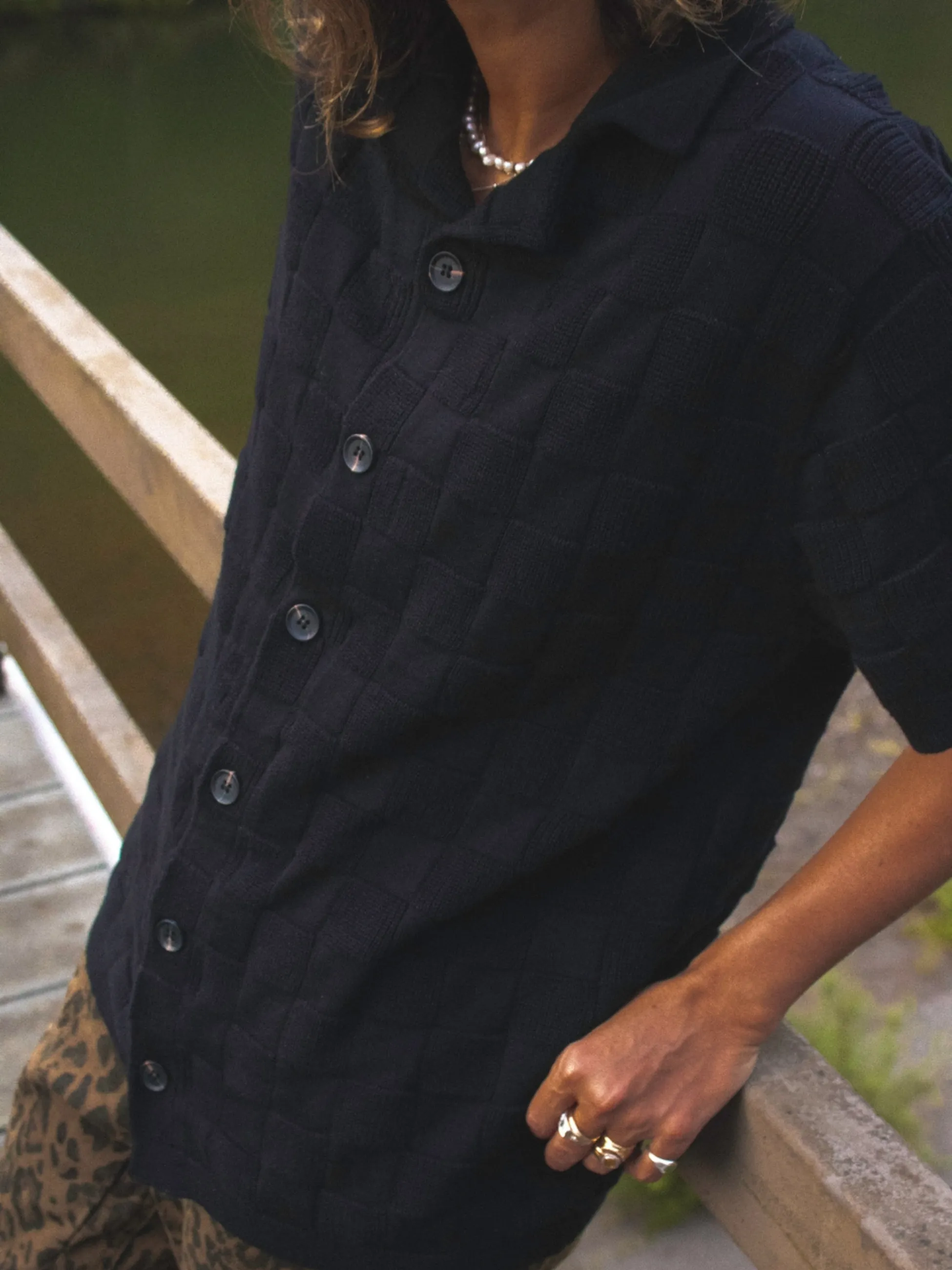 Good Days Woven Checkered Camp Shirt - Black