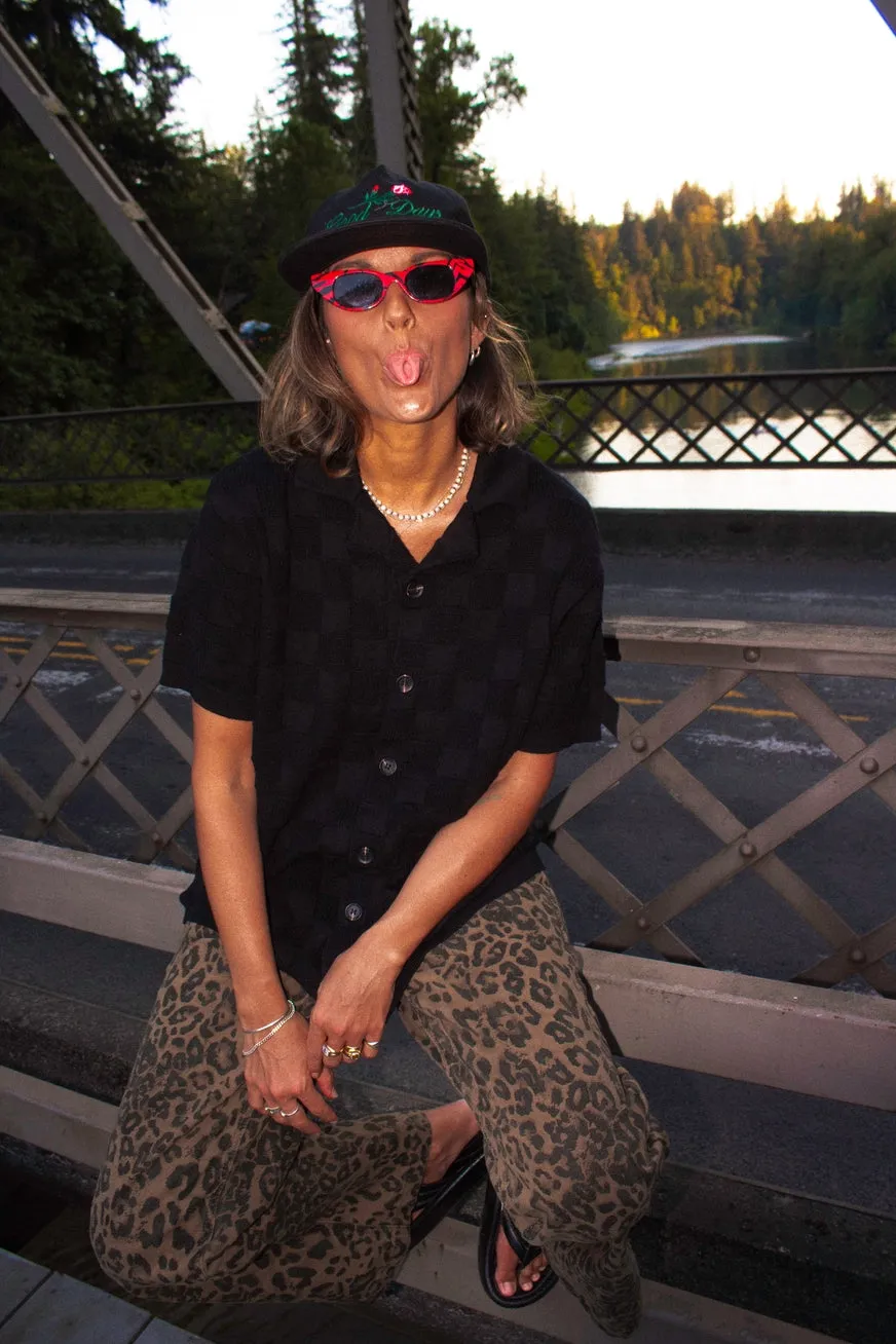 Good Days Woven Checkered Camp Shirt - Black