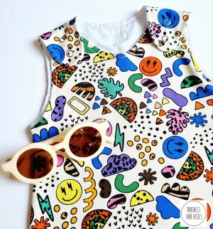 Good Vibes Print Dungarees