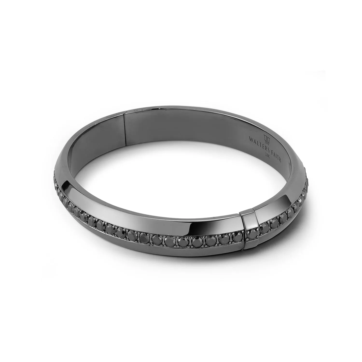 GRANT 18K BLACK GOLD AND BLACK DIAMOND ANGLED BANGLE BRACELET