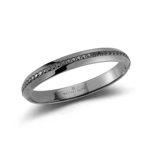 GRANT 18K BLACK GOLD AND BLACK DIAMOND ANGLED BANGLE BRACELET