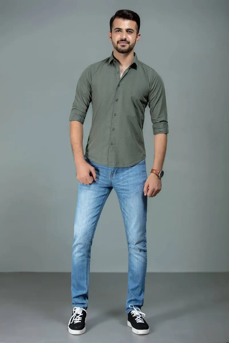 Green Casual Shirt FS Slim Fit