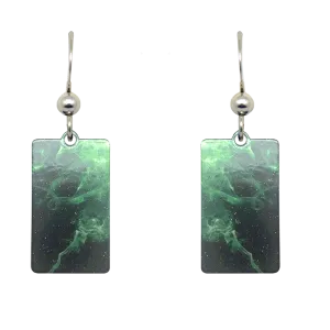 Green Smoke Metallic 1.25 inch Rectangular Earrings