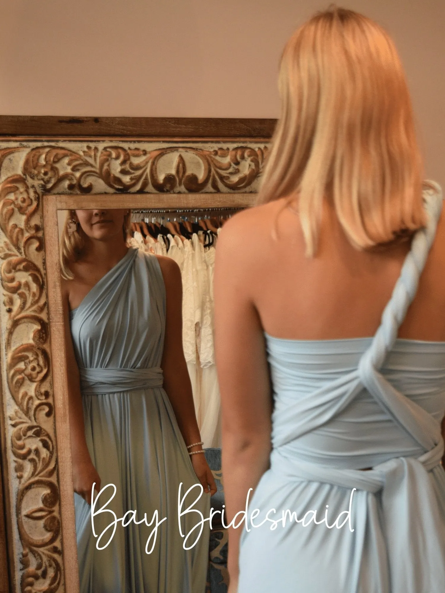 Grey Blue convertible Infinity bridesmaid dress Express NZ wide