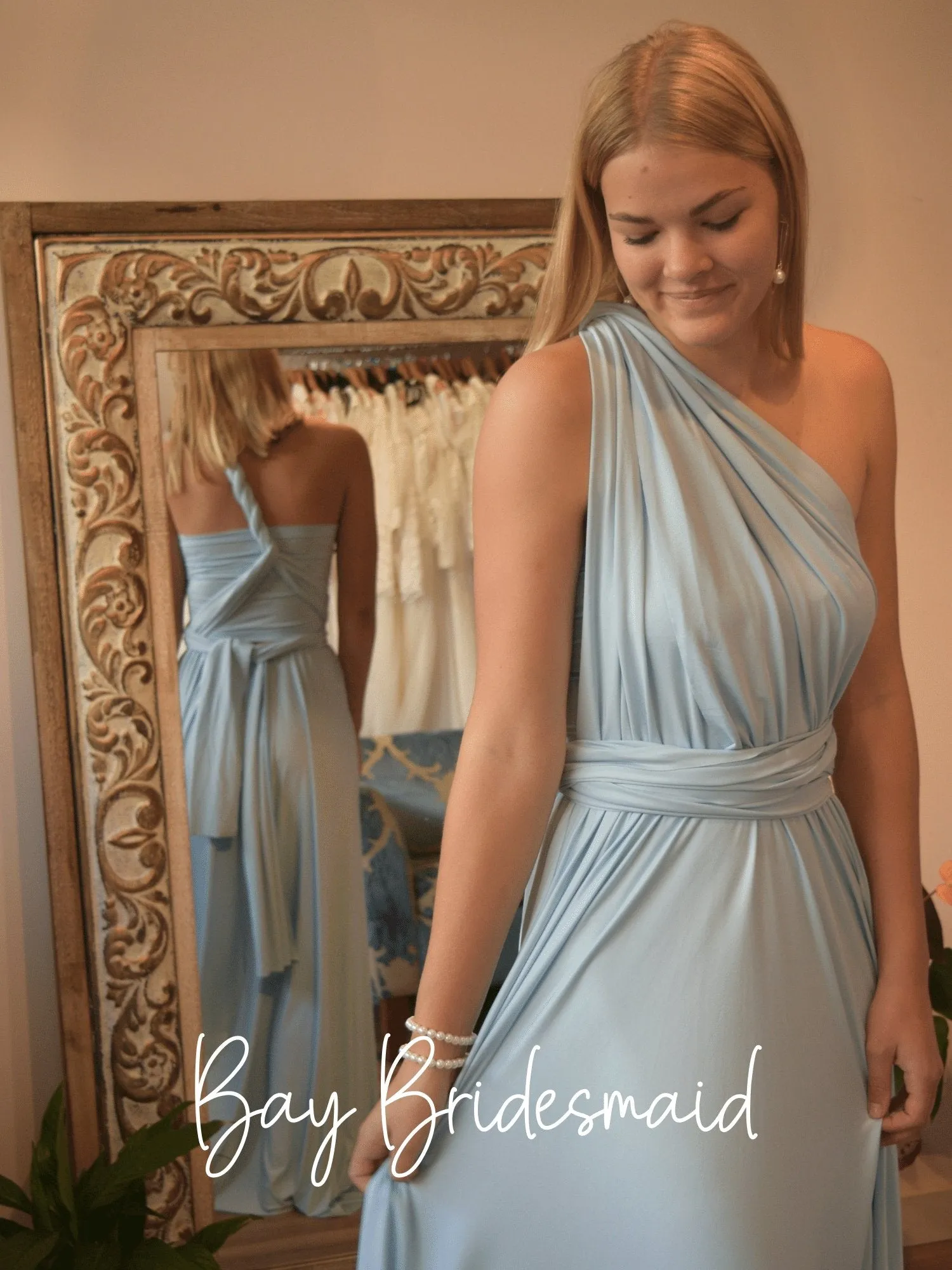 Grey Blue convertible Infinity bridesmaid dress Express NZ wide