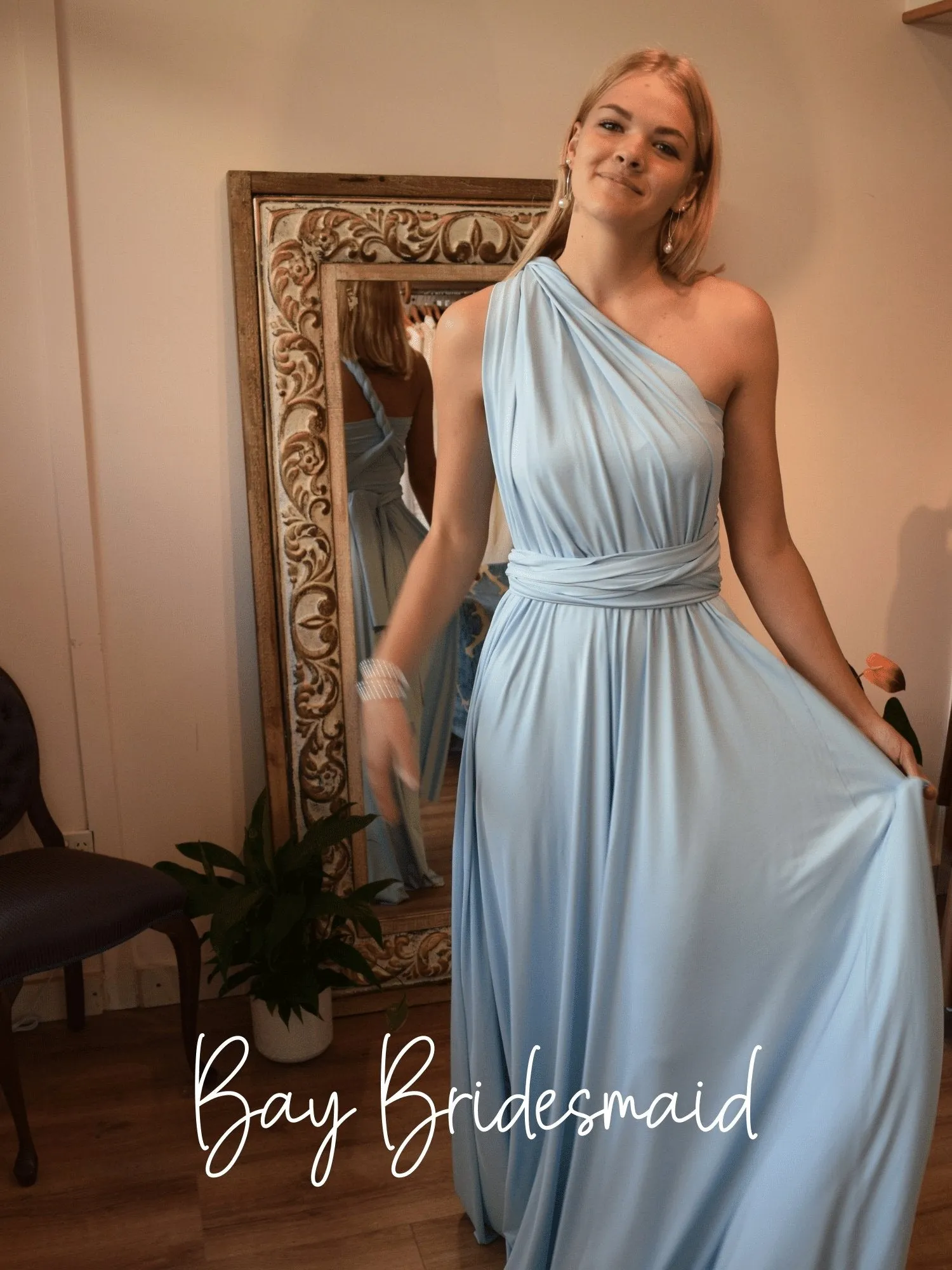 Grey Blue convertible Infinity bridesmaid dress Express NZ wide