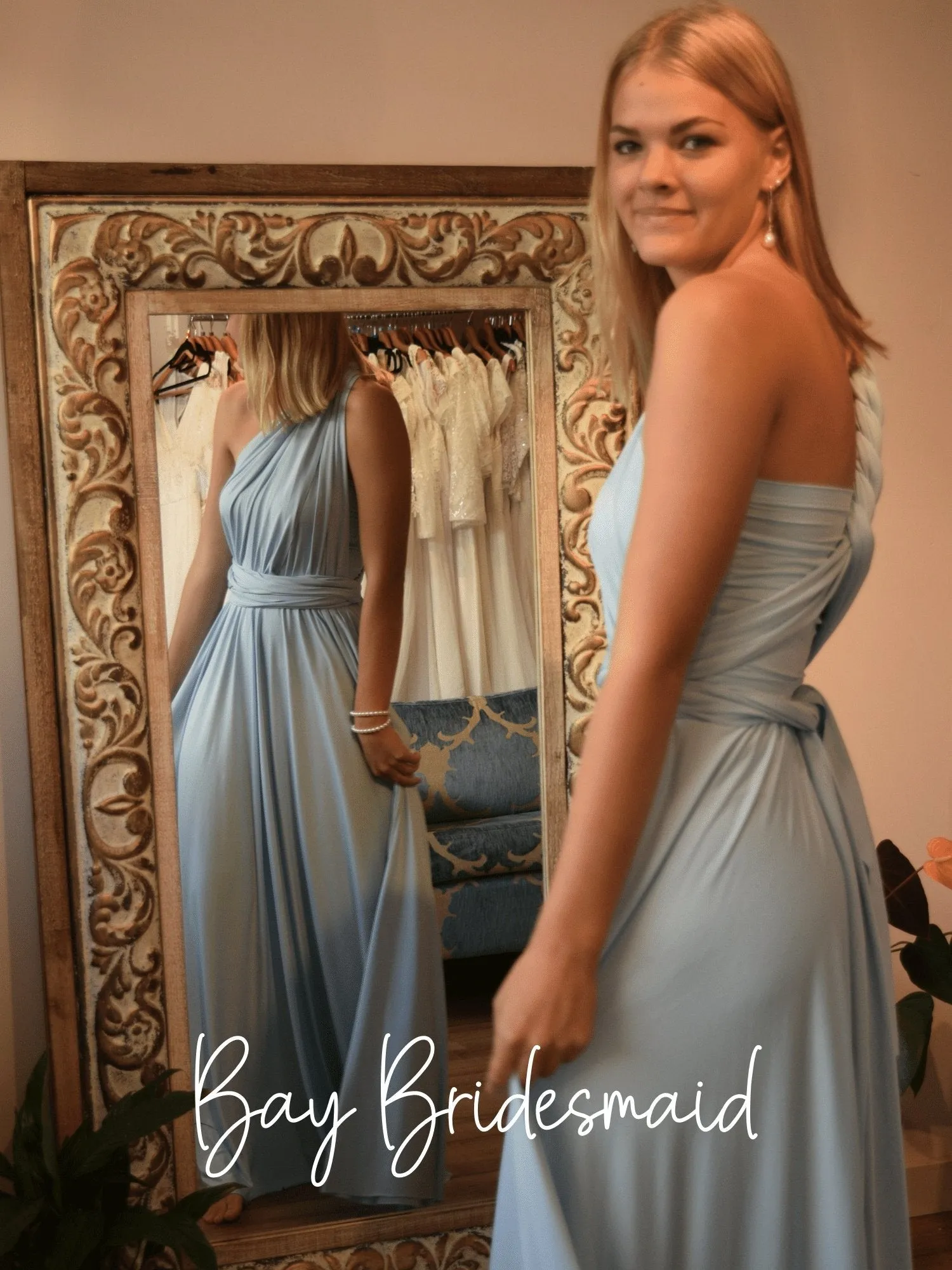 Grey Blue convertible Infinity bridesmaid dress Express NZ wide