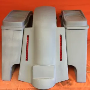 Harley Davidson 4" Extended Stretched Saddlebags   Dual 6 x 9 Speaker Lids & LED Replacement Fender 09 - 13