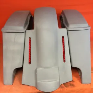 Harley Davidson 4" Extended Stretched Saddlebags   Lids &amp; Replacement LED Fender 89 - 08