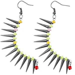 Hematite Colorful Beaded Spike Earrings