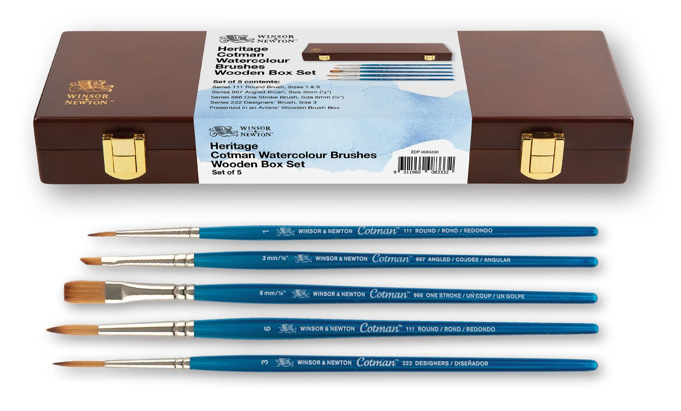 Heritage Watercolour Brush Wooden Box Set