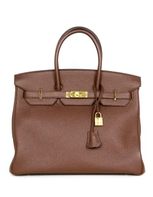 Hermes Brown Togo Leather 35cm Birkin Bag GHW