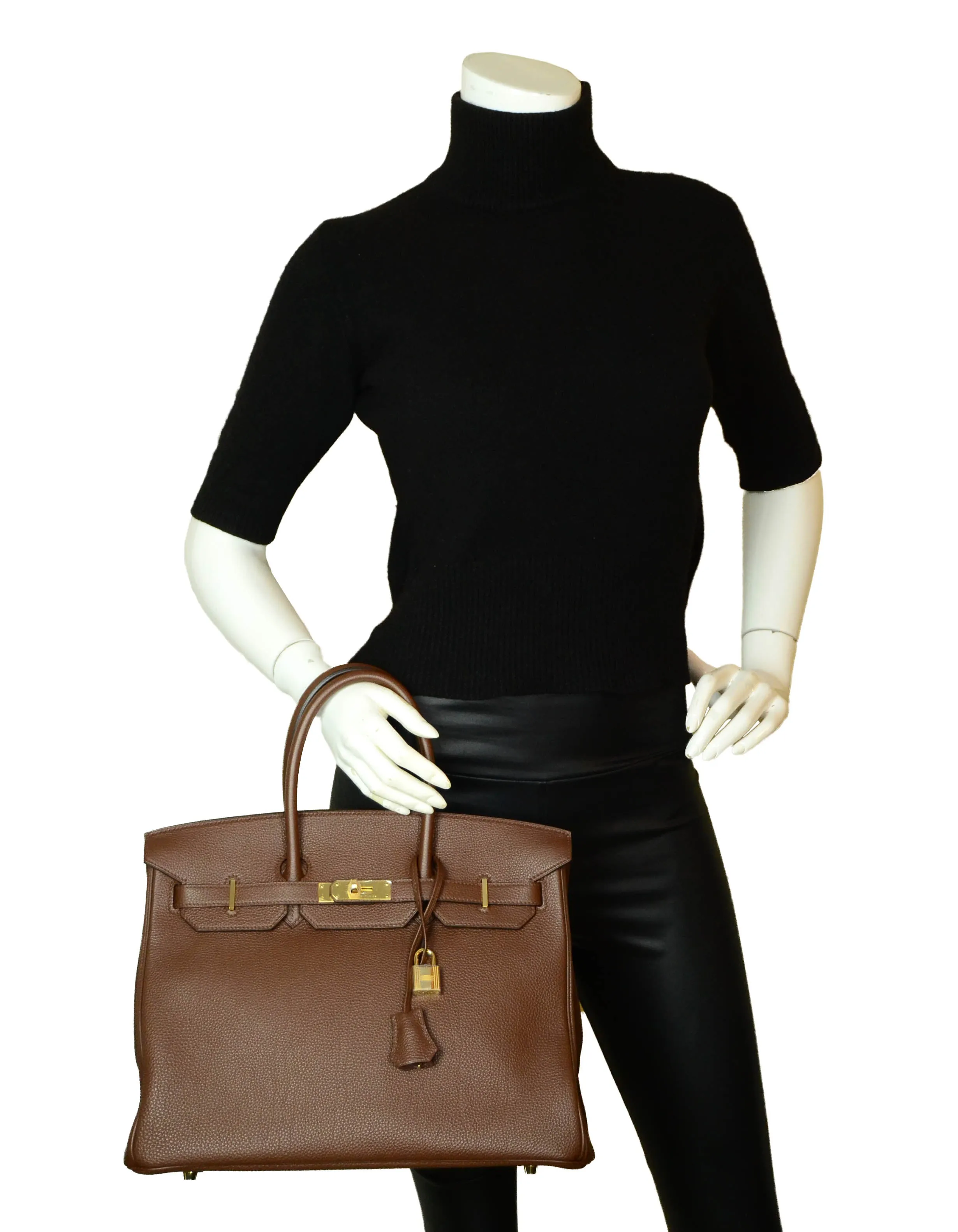 Hermes Brown Togo Leather 35cm Birkin Bag GHW
