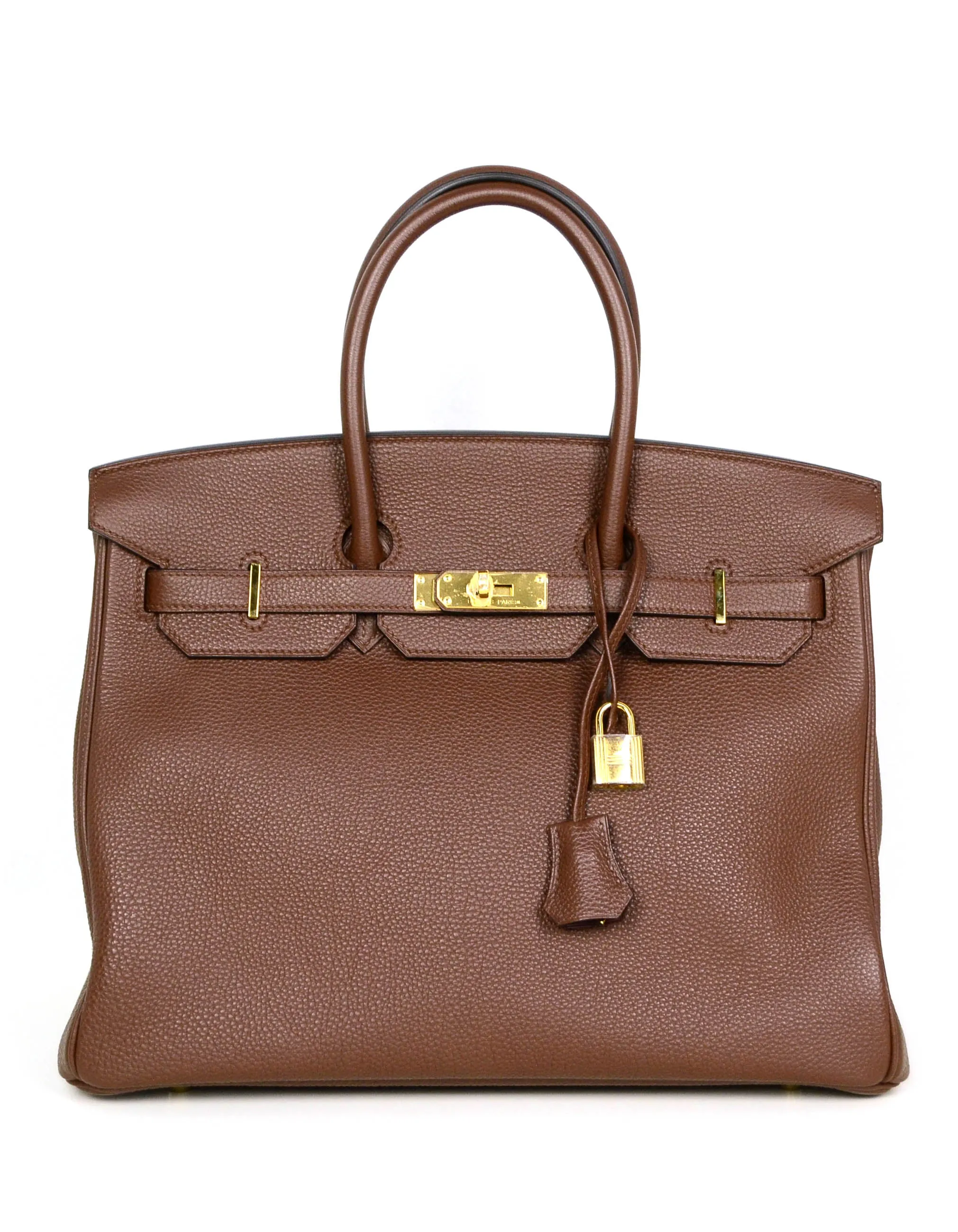 Hermes Brown Togo Leather 35cm Birkin Bag GHW