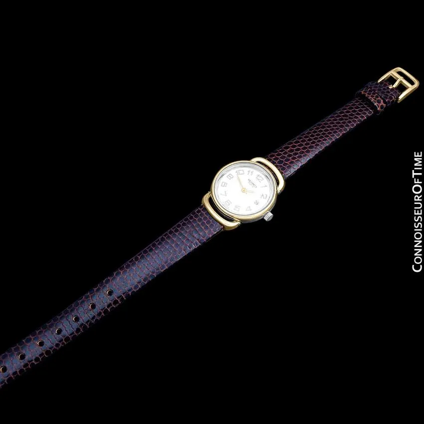 Hermes Pullman Ladies Special Silver Flake Dial Watch with Date - 18K Gold Plated and Stainless Steel