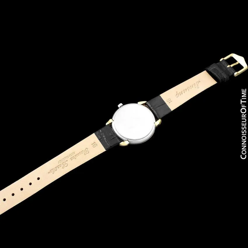 Hermes Pullman Unisex Mens Midsize Beige Dial Watch with Date - 18K Gold Plated & Stainless Steel