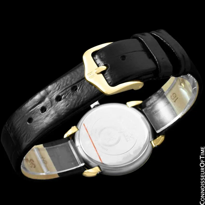 Hermes Pullman Unisex Mens Midsize Beige Dial Watch with Date - 18K Gold Plated & Stainless Steel