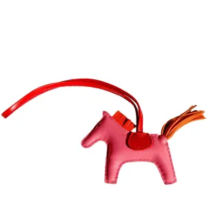 Hermes Rose Azalea Pink Orange Rodeo Birkin Kelly Bag Charm Agneau Rare Color