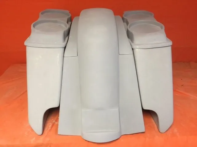 Honda VTX 1300 / 1800 5" Extended Stretched Saddlebags   Rear Fender Dual Cut Outs   Dual 6.5" Speaker Lids