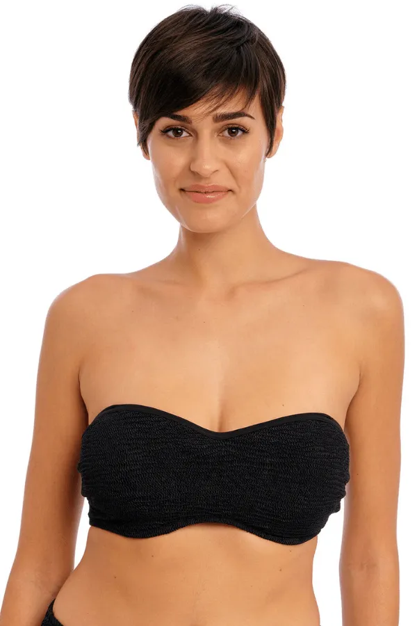 Ibiza Waves Bandeau Bikini Top - Black