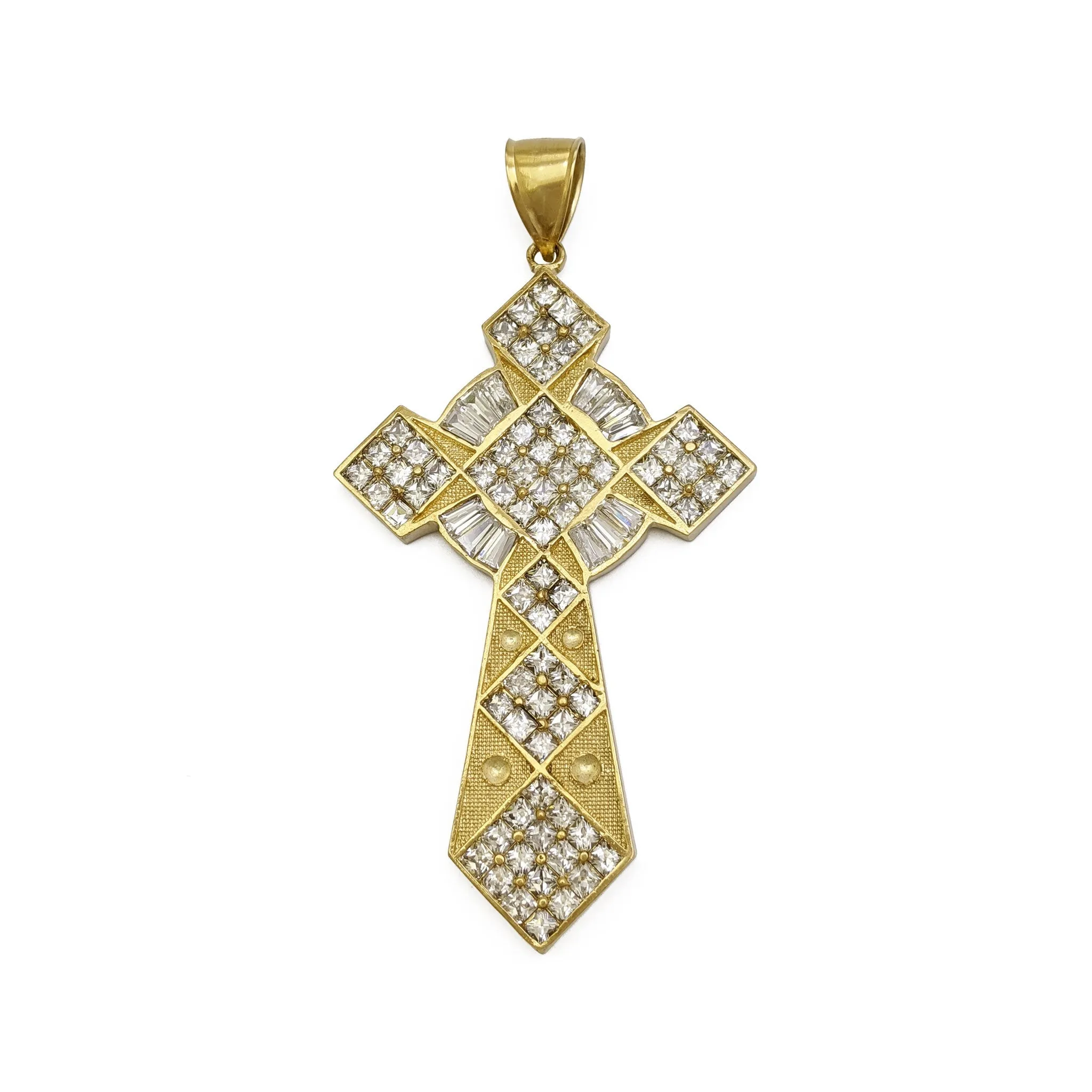 Icy Celtic Christian Pointed Cross Pendant (10K)