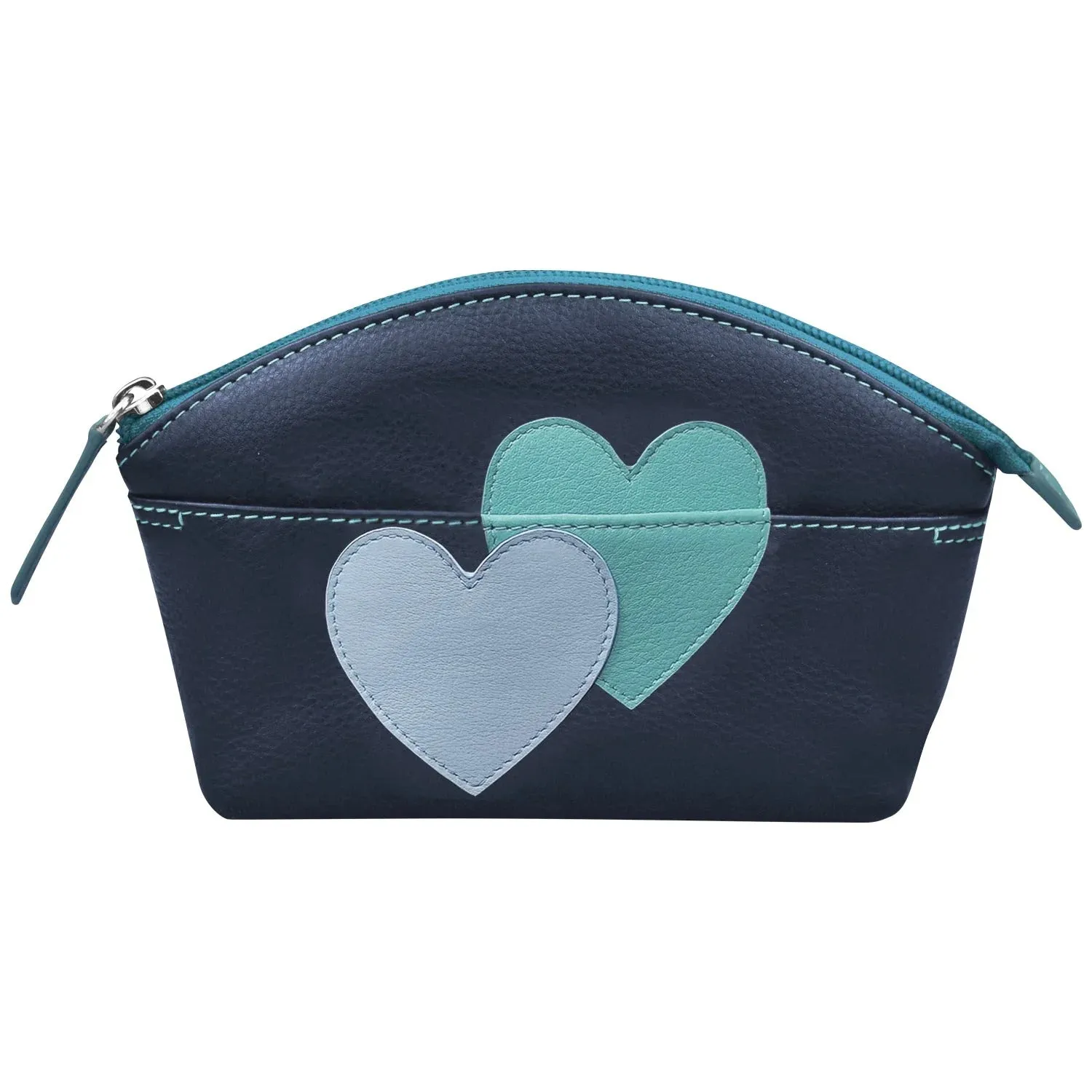 ILI New York Double Heart Cosmetic Case Handbag Bag Black Red Orchid Purse NEW
