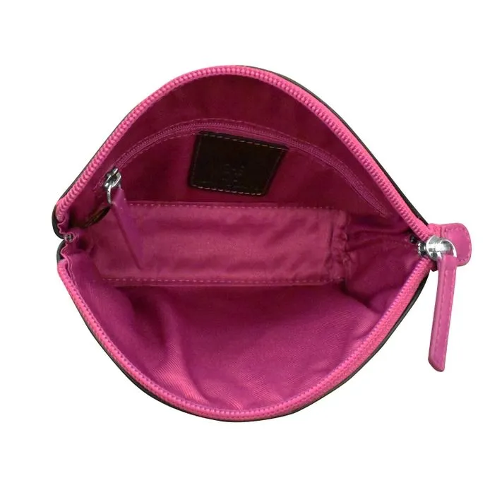 ILI New York Double Heart Cosmetic Case Handbag Bag Black Red Orchid Purse NEW