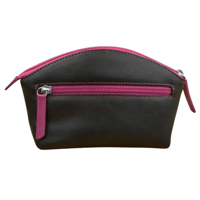 ILI New York Double Heart Cosmetic Case Handbag Bag Black Red Orchid Purse NEW