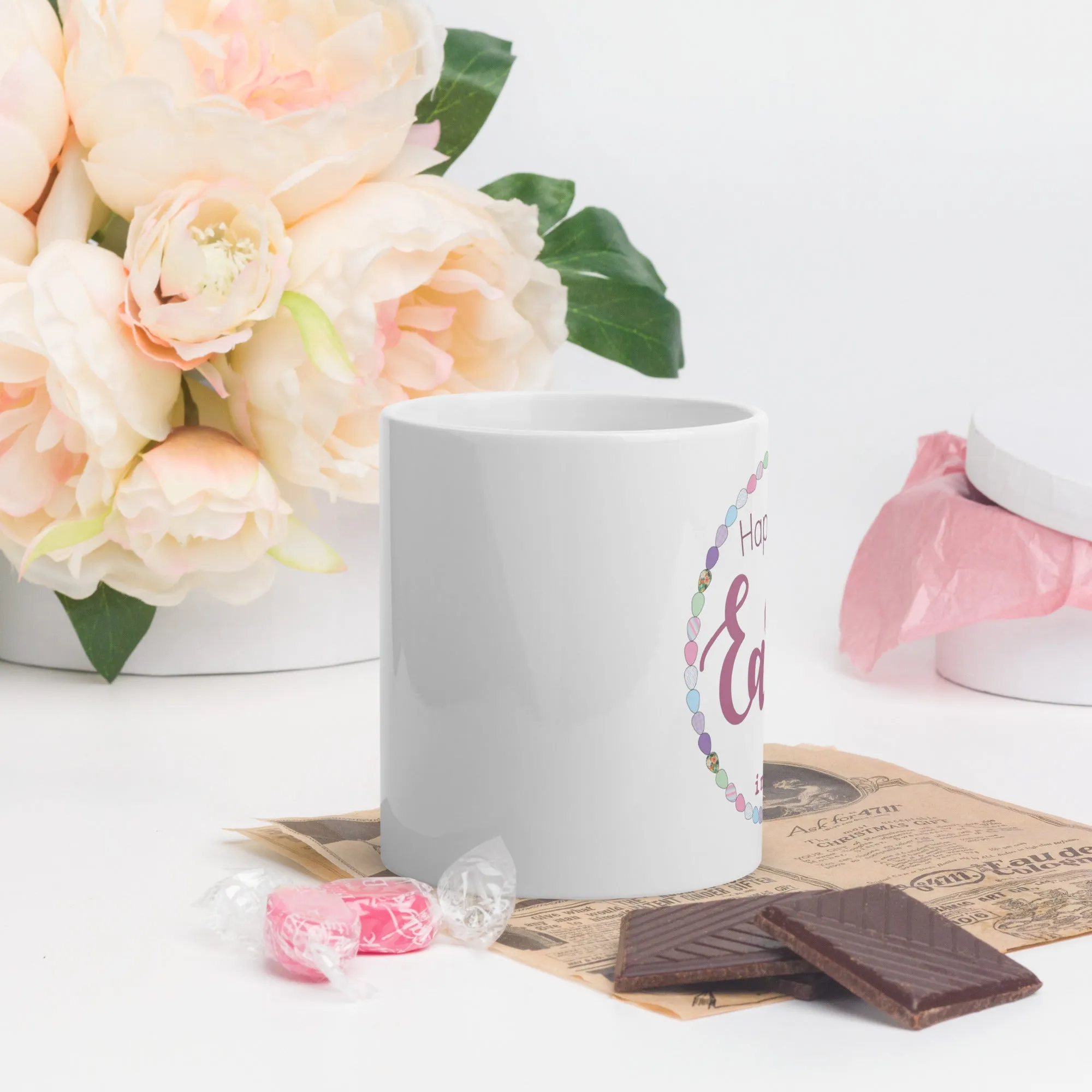 inspire Happy Easter White glossy mug