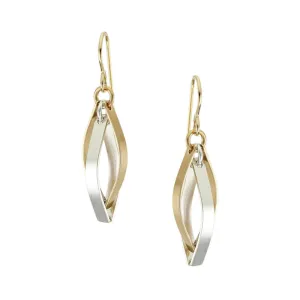 Interlocking Pointed Ribbon Hoops Wire Earrings