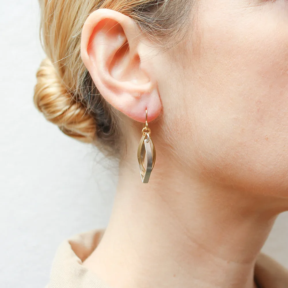 Interlocking Pointed Ribbon Hoops Wire Earrings