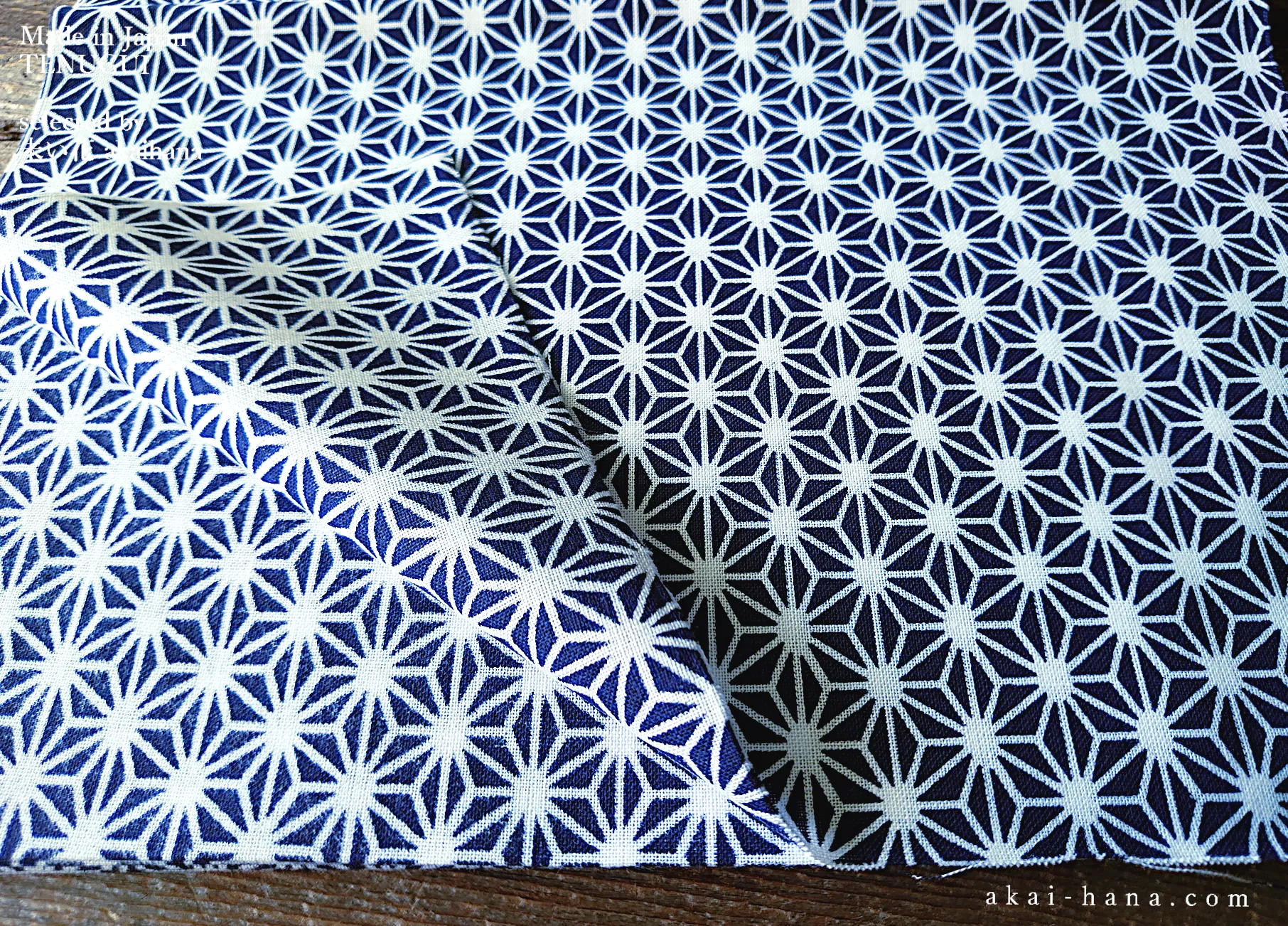 Japanese Printed Tenugui, Asanoha Kon (Hemp Leaf Dark Blue), tnkp0025