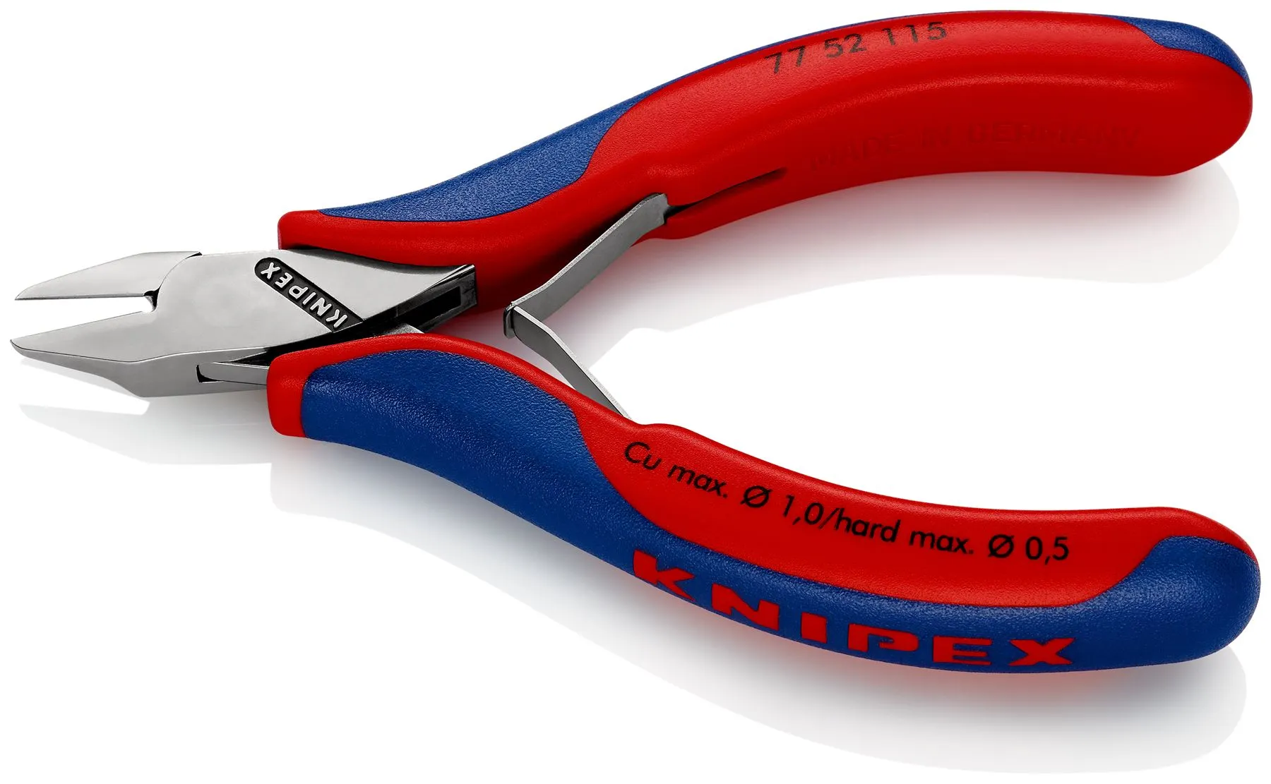 KNIPEX Electronics Diagonal Cutter Pliers Pointed Flat Head Small Bevel 115mm Multi Component Grips 77 52 115
