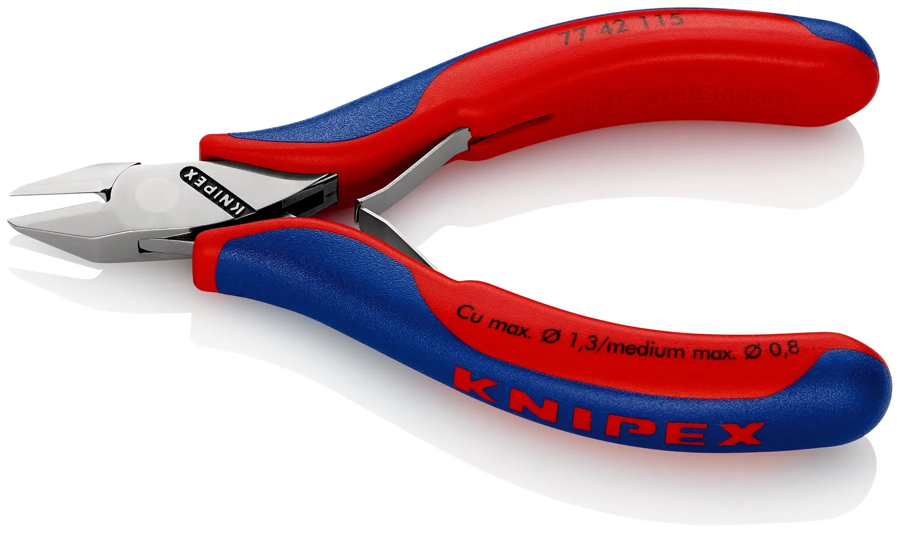 KNIPEX Electronics Diagonal Cutter Pliers Pointed Head without Bevel 115mm Multi Component Grips 77 42 115