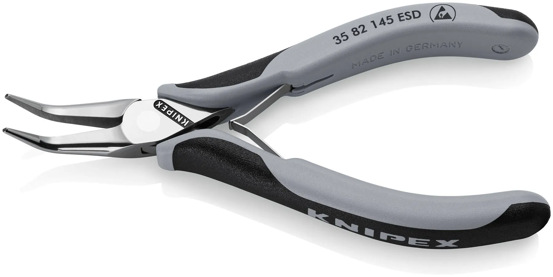 KNIPEX Precision Electronics Gripping Pliers ESD 145mm Black/Grey Multi Component Grips 35 82 145 ESD