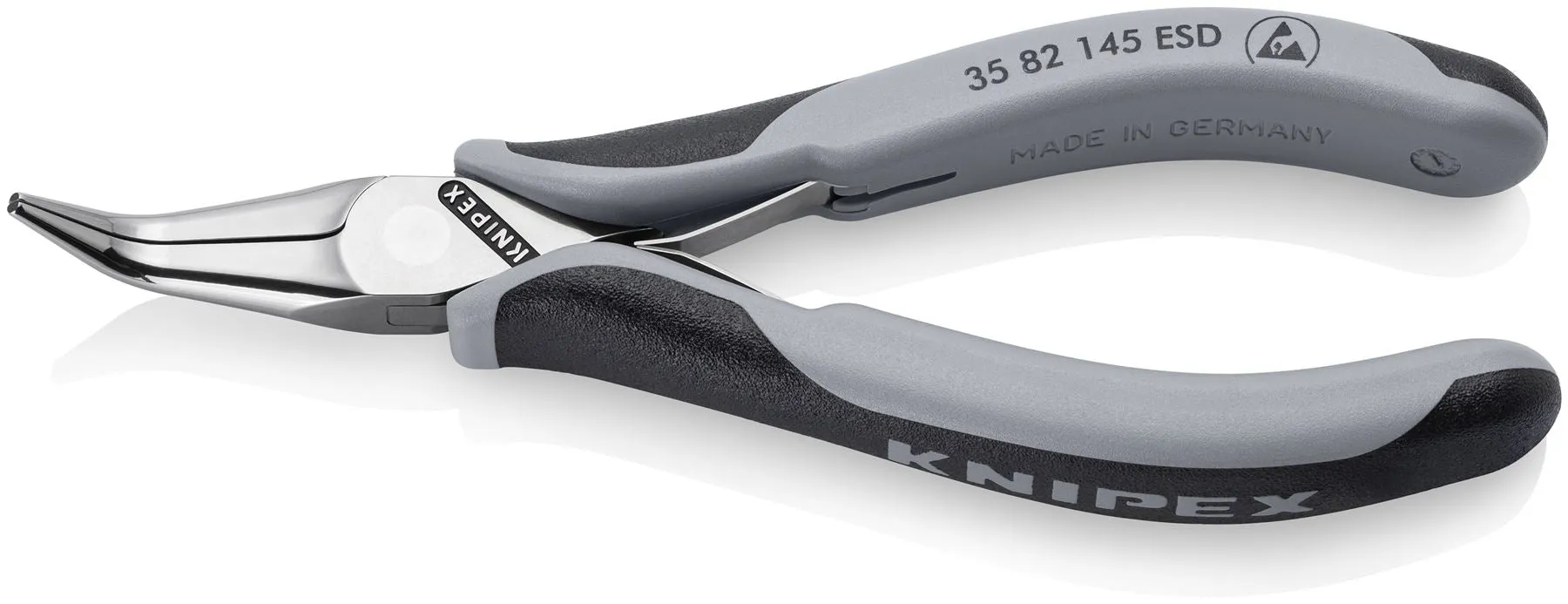 KNIPEX Precision Electronics Gripping Pliers ESD 145mm Black/Grey Multi Component Grips 35 82 145 ESD