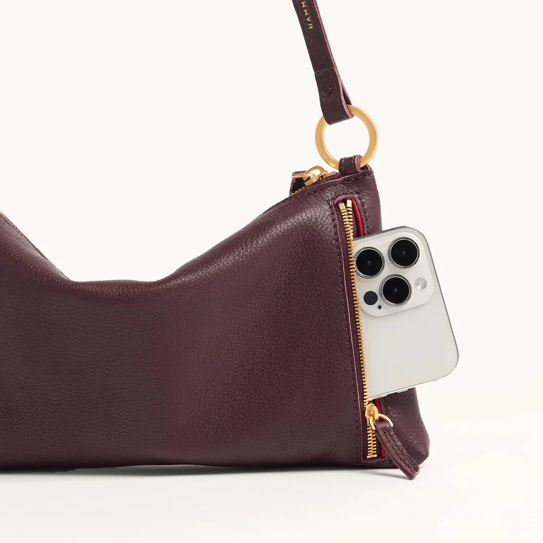 Kyle Leather Shoulder Bag Cabernet Pebble/Brushed Gold