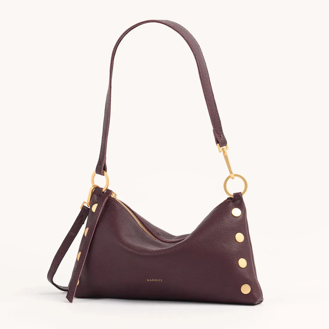 Kyle Leather Shoulder Bag Cabernet Pebble/Brushed Gold