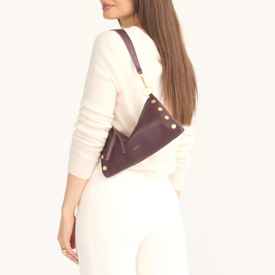 Kyle Leather Shoulder Bag Cabernet Pebble/Brushed Gold