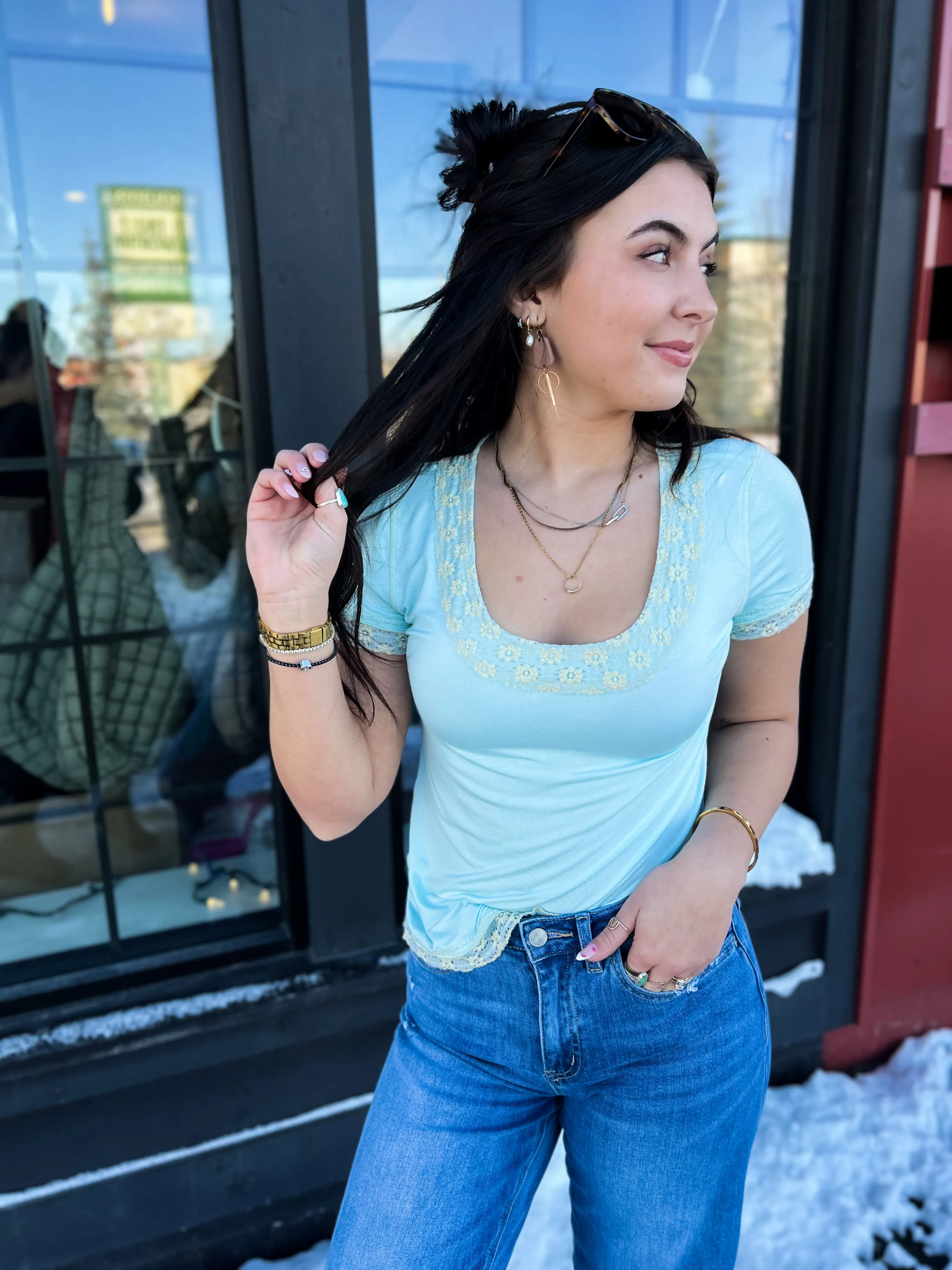 Kylie Merrow Edge Detail Tee- Soda Candy