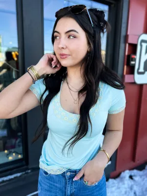 Kylie Merrow Edge Detail Tee- Soda Candy